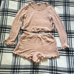 Dippin Daisy’s pale pink waffle sleep lounge set size medium